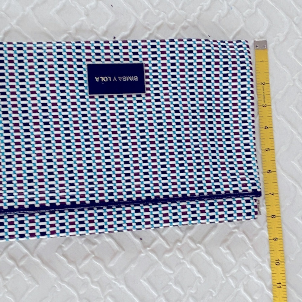 Bimba y Lola Clutch Bag Aqua Teal Black and White Check NWOT - Picture 9 of 9